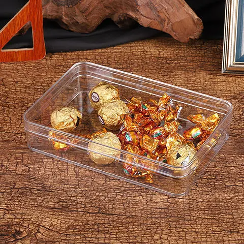 5 Pcs Clear Rectangle Small Storage Boxes with Lid Containers Display Boxes Favor Gift Box for Candy Pill Jewelry Christmas