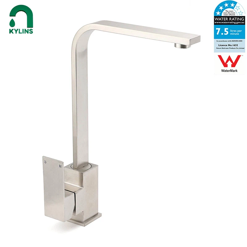 KYLINS High Quality Brushed 304 Stainless Steel Kitchen Faucet Hot Cold Water Mixer Sink Faucet Deck Mounted Water Tap