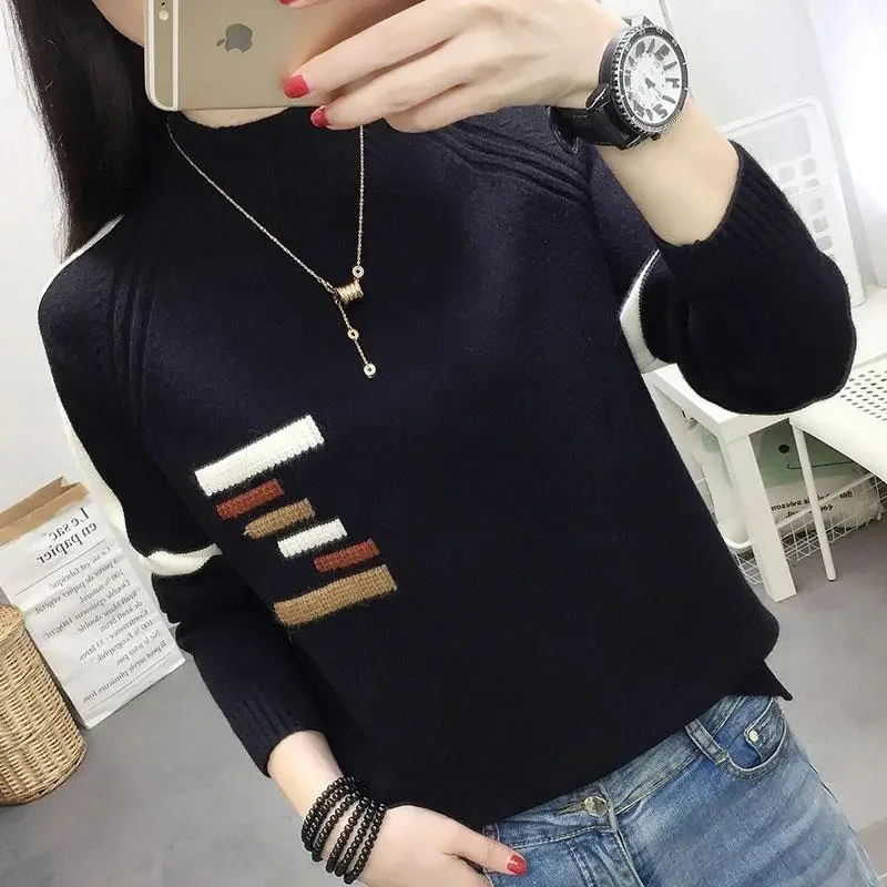 Women Sweater Autumn Winter Turtleneck Warm Knitwear Korean Casual Solid Bottoming Shirt Fashion Knit Pullovers Brown Sweater