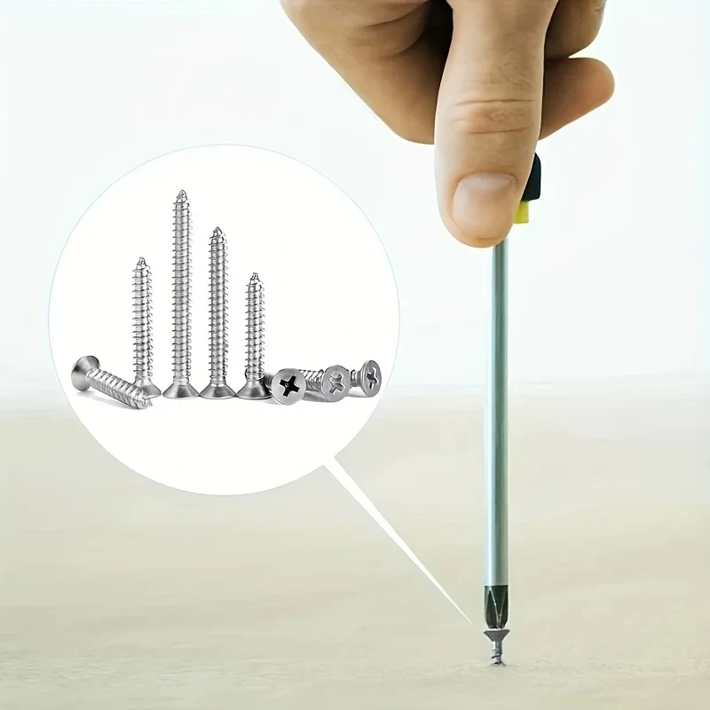 400pcs Self Tapping Wood Screws Set Flat Head Sheet Metal Screw Self Tapping Screws Assortment Kit image 3