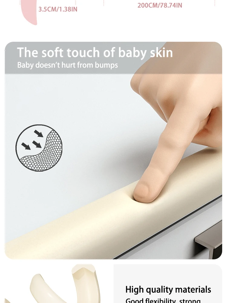 2M Baby-Sicherheits-Eckenschutz, weicher Schaumstoff-Tischkantenschutz, selbstklebender Stoßschutzstreifen, Antikollisions-Schutzband – Detail 5