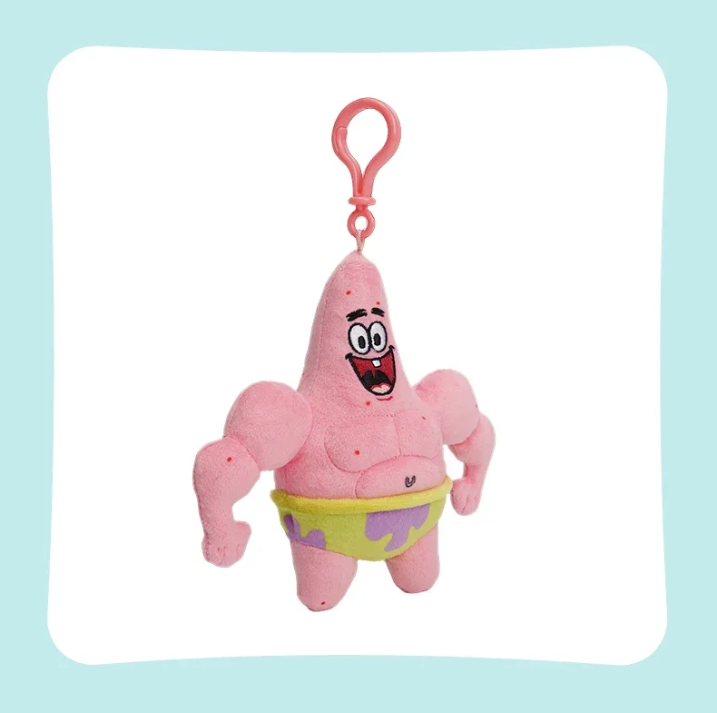 Anime Spongebob Squarepants Patrick Star Kawaii Fitness Series Keyring Stuffed Plush Toys Keychain Birthday party Gift For Kids