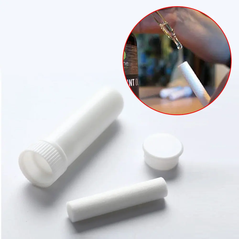 10セット インヘーラースティック エッセンシャルオイル アロマセラピー ホワイト 鼻腔吸入器 チューブ 空のブランク鼻腔吸入器 エッセンシャルオイル用