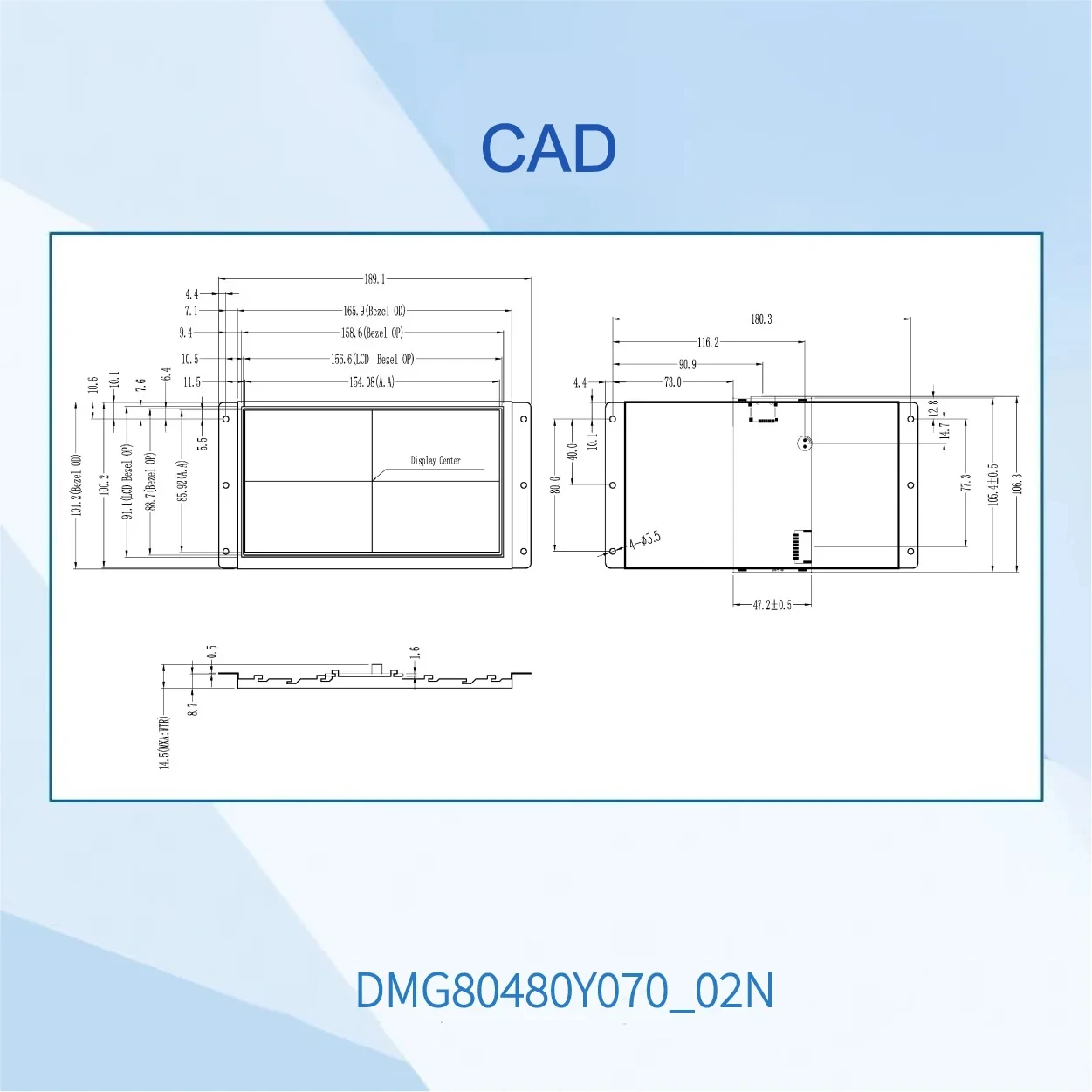 وحدة عرض TFT LCD HMI ، TN ، TTL ، RS232 ، لوحة لمس مقاومة لاردوينو ، dmg80480y070y02nn ، NR ، 7 "، 800x480