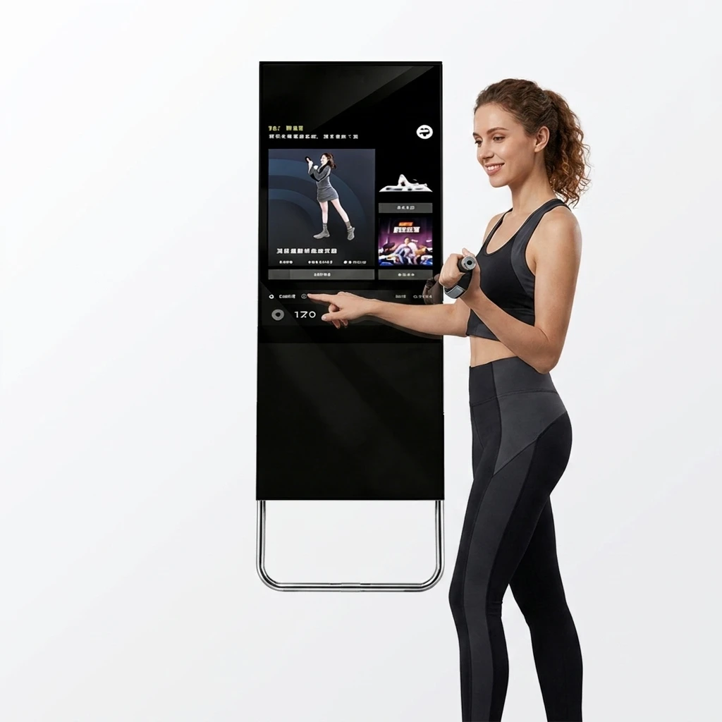 Cross-border Custom Gym & Home AI Smart Magic Mirror With Yoga Function Touch Screen Voice Metal Frame 21.5 Inch