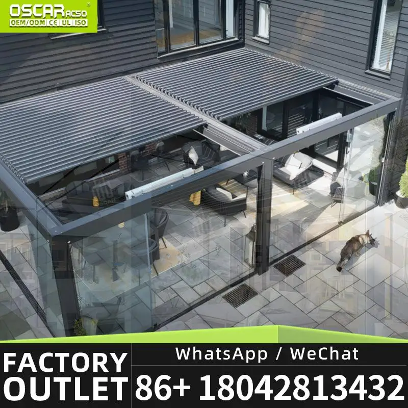 Bioclimatic Custom Aluminium 4x4 Gazebo Remote Controlled Sun Shade Outdoor Waterproof Patio Cover for Garden Backyard Terrace L