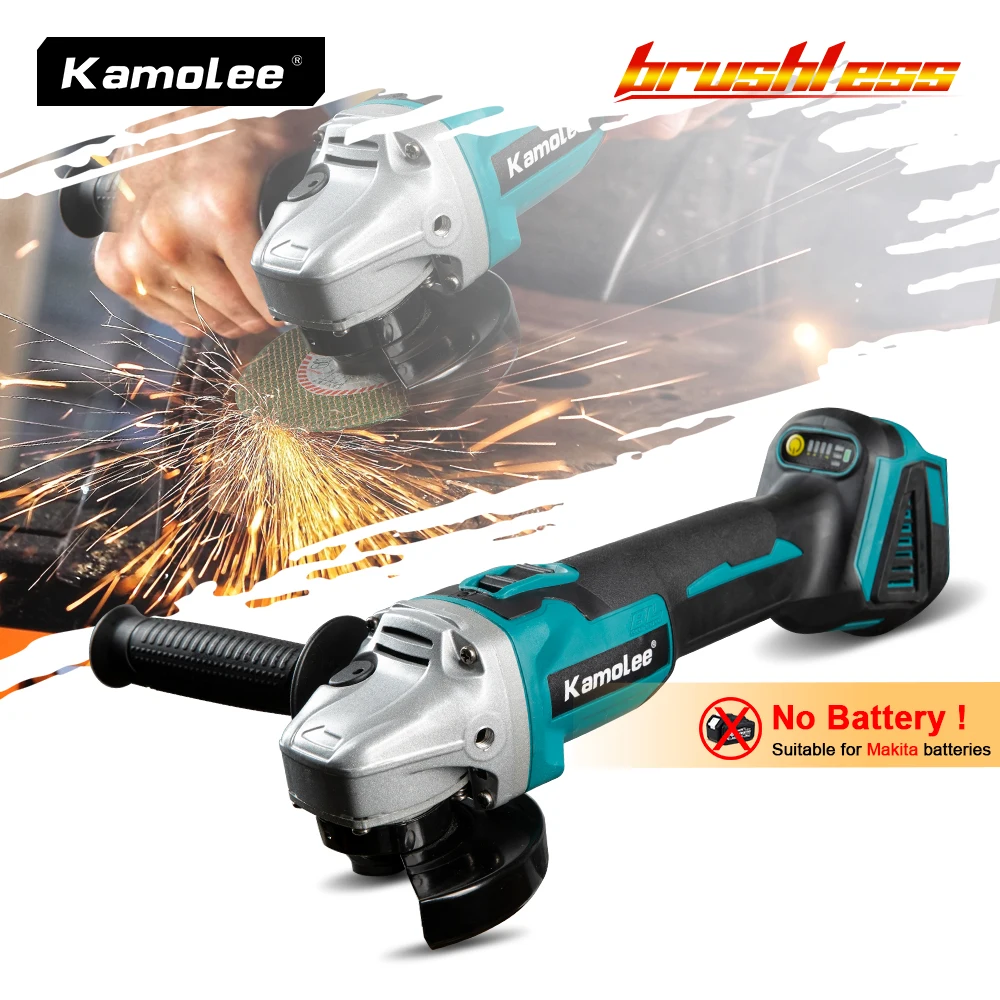 

Kamolee MT Series M14 100MM/125MM 18500RPM Brushless Angle Grinder 4 Speed Cutting Power Tools Compatible For Makita 18V Battery