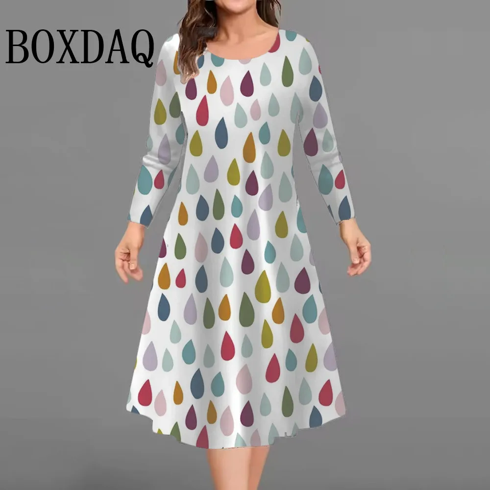 

Новинка 2025, осенне-зимние платья, модное женское красочное платье с длинными рукавами и 3D принтом, повседневный пуловер, женская одежда больших размеров 9XL
