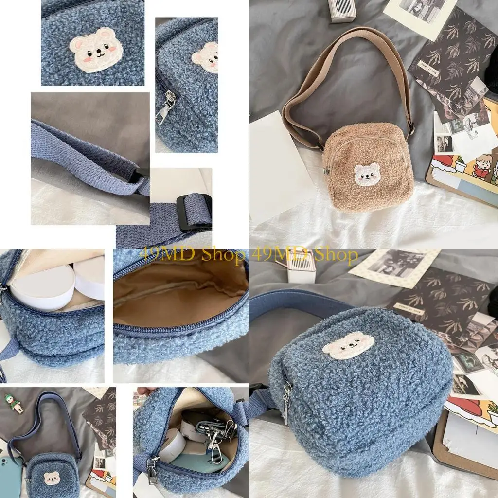 

49MD Милая сумка через плечо с подвеской в ​​виде медведя и регулируемым ремешком для девочек