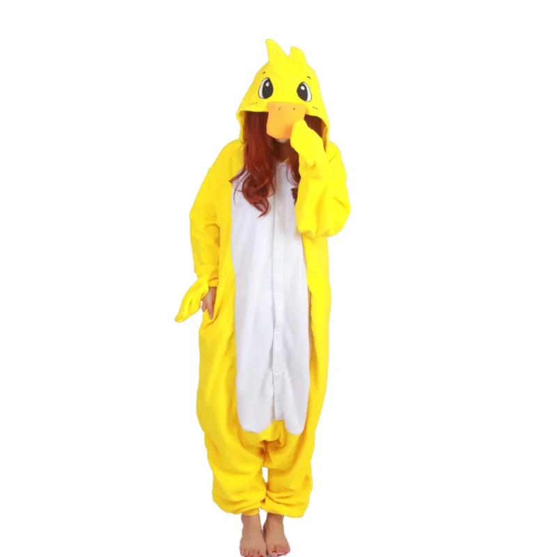 

Kigurumi yellow duck onesies sleepsuit adult pyjamas cartoon sleepwear Unisex men women onesie pajamas cosplay costumes