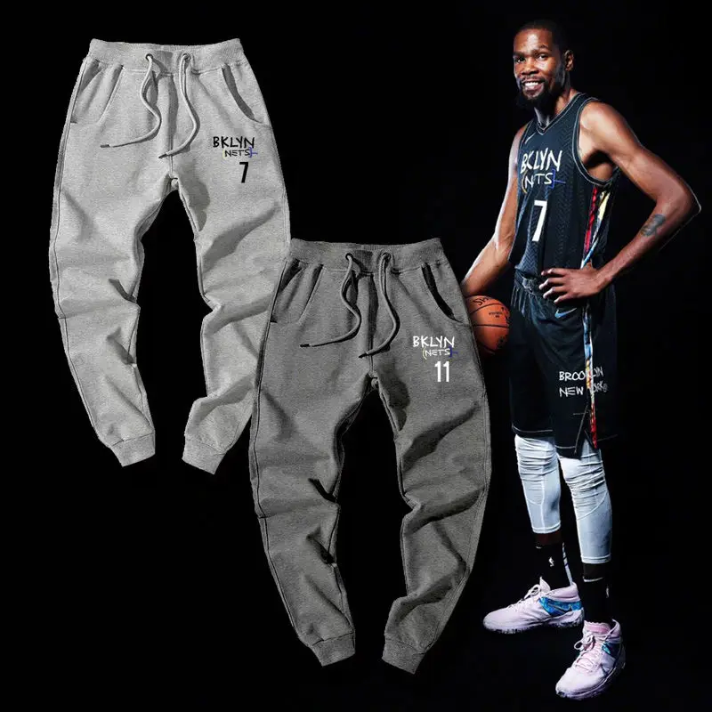 Хлопковые дышащие спортивные штаны для баскетбола Brooklyn Nets KD рант Irving, мужские спортивные штаны с завязкой для ног Хлопковые дышащие спортивные штаны для баскетбола Brooklyn Nets KD рант Irving, мужские спортивные штаны с завязкой для ног