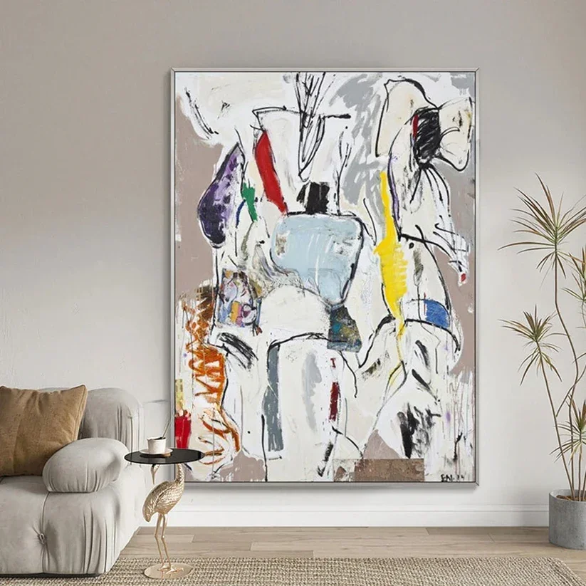 Hand-painted Expressive Abstract Oil Painting Wall Art Handmade Contemporary Canvas Oil Painting for Livingroom Wall Decoration