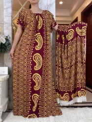 Vestidos africanos de manga corta para mujer, vestidos elegantes de algodón con estampado de bufanda grande, Abaya suelta informal de Dubái para fiesta de otoño y verano