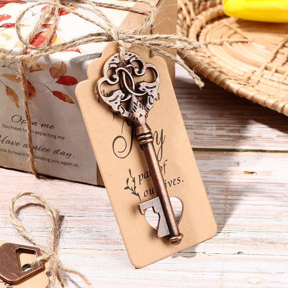 Key Shaped Bottle Opener Keychain Shaped Vintage Copper Silver Color Key Ring Beer Bottle Opener Kitchen Tool Accessories