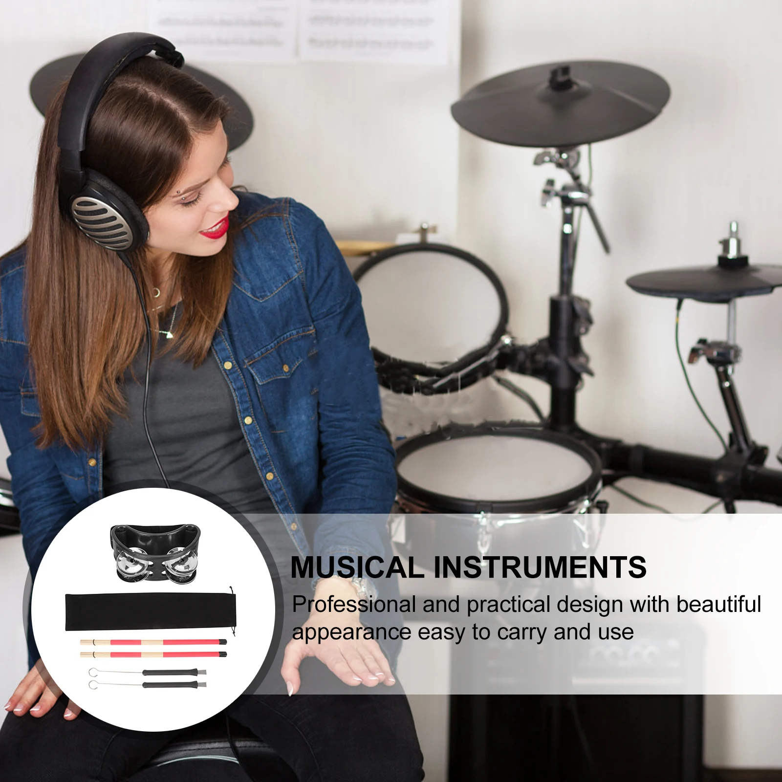 

1 set Wire Brush Set Musical Instruments Drum Accessories Multi-use Drumstick Kit for Jazz Drum Durable Portable Bamboo Design