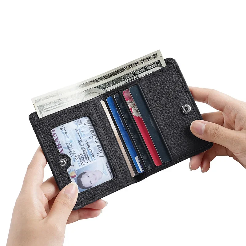 

Женский кошелек из натуральной кожи, RFID-слот для нескольких карт, держатель для карт, модный чехол с пряжкой, кошельки для монет