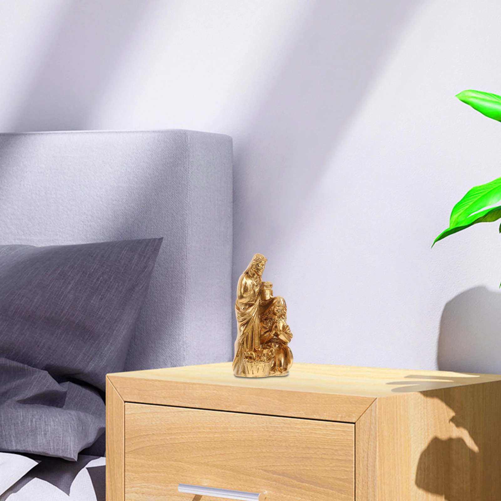 

Resin Jesus Nativity Statue Mini Desktop Sculpture Baby Jesus Ornament Home Office Decor Religious Decors Resin Sculpture Statue