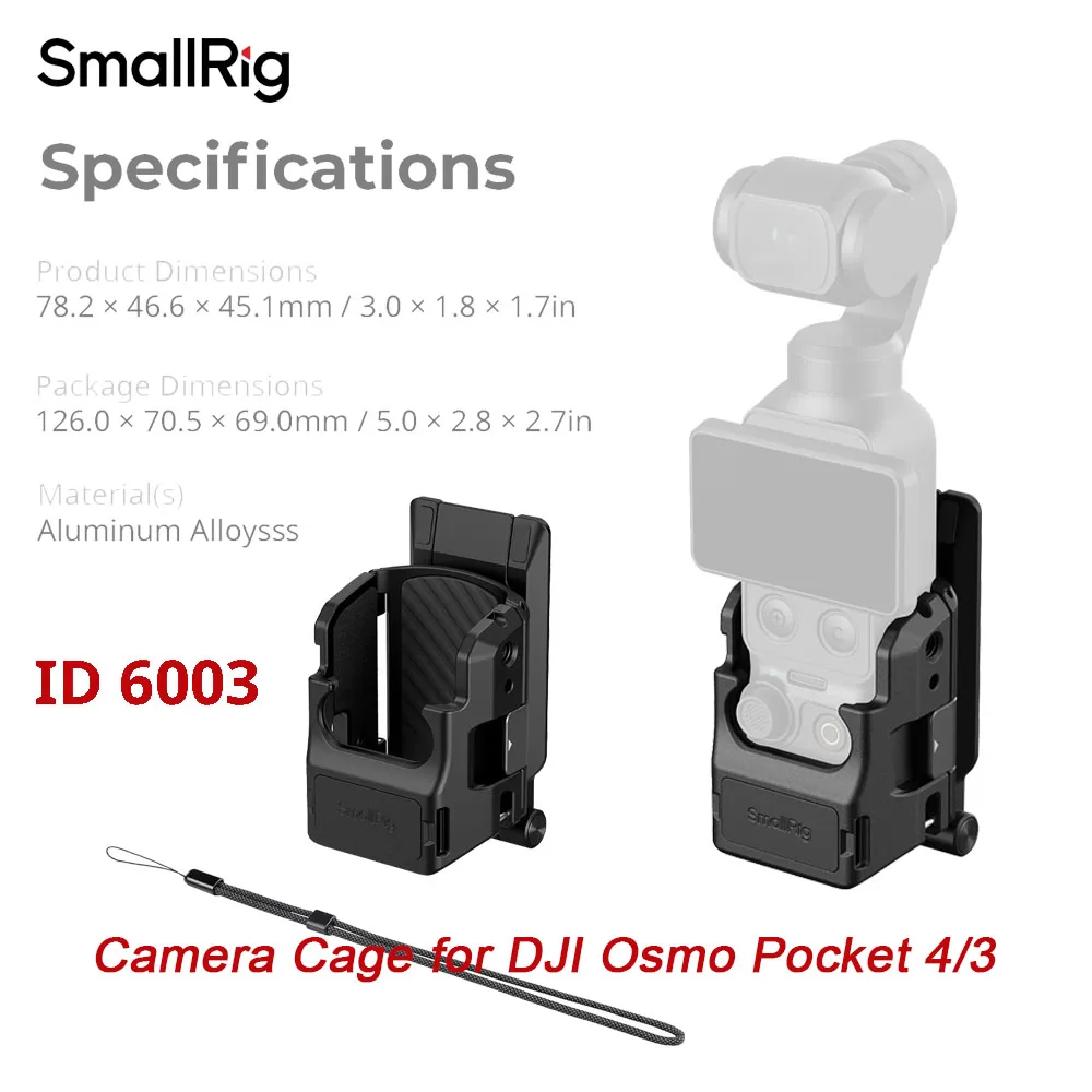 SmallRig 6003 Frame Cage Compatible with DJI Osmo Pocket 3 & Pocket 4 Magnetic Quick Mount Built-in Bracket Rich Expansion Ports