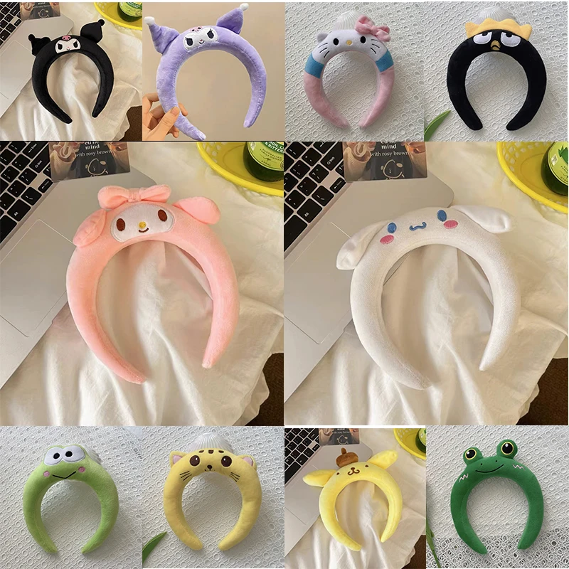 Sanrio Plush Doll Kuromi Ears Cute Melody Headbands Women Kawaii Cartoon Hairbands Girls DIY 3D Hair Accessories Kids Party Gift