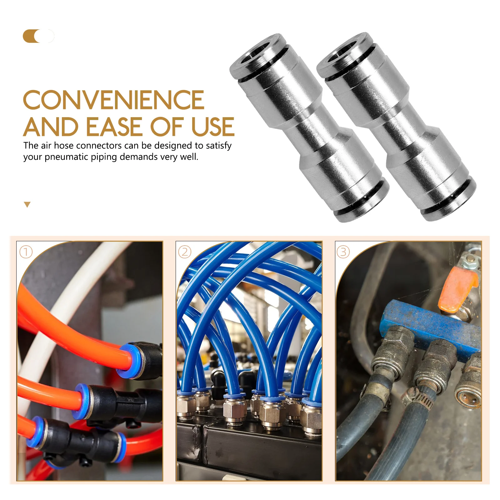 

3/8 Inch Push Fittings Air Hose Connectors Quick Connect Stainless Steel Durable Pneumatic Solutions