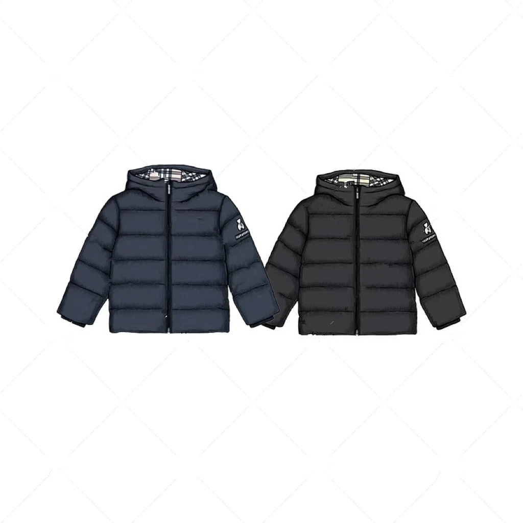 

2025 Winter New Children's Good Product Cute Letter Scarf Bear Sleeve Label Hooded Down Jacket