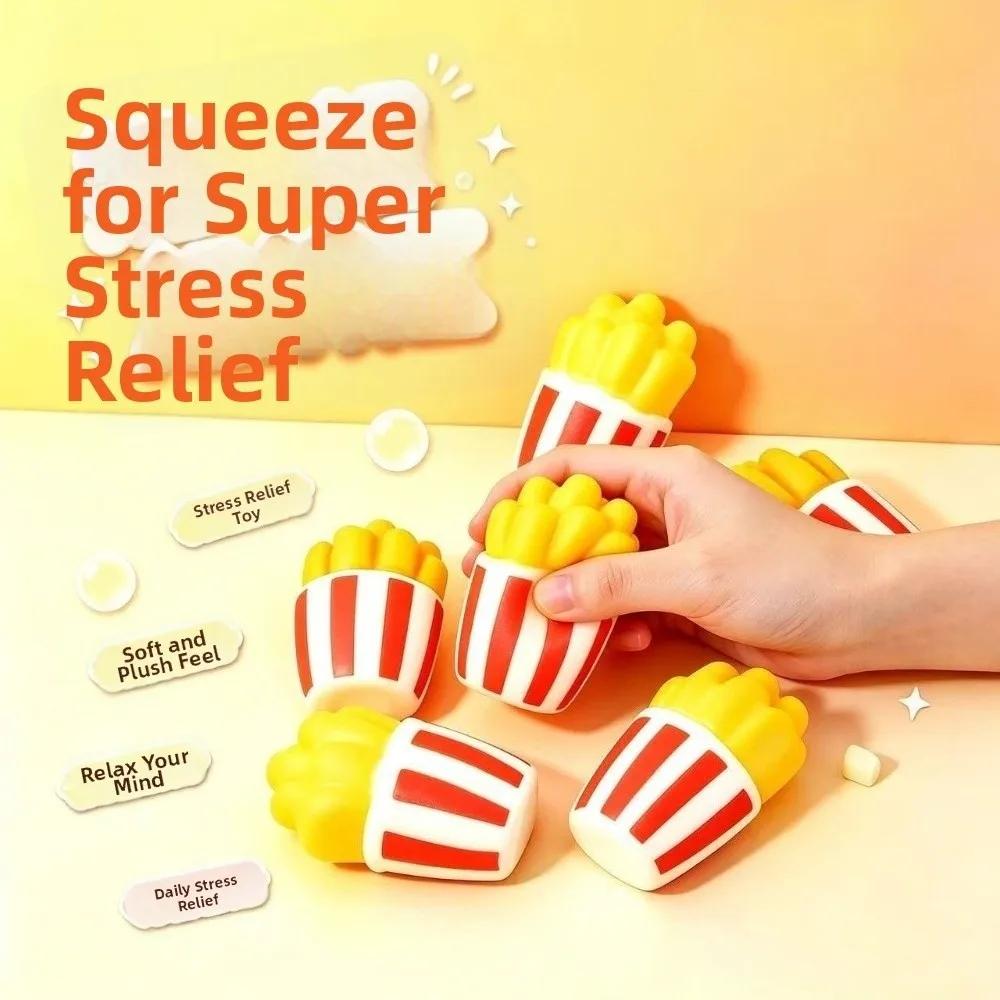 Crunchy Fries Squeeze Toy Sound Effects Anxiety Relief Realistic Food Pinch Building Blocks Comfortable TPR Fidget Toy