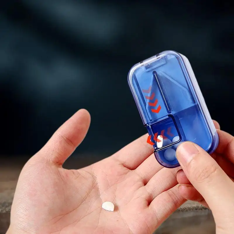 3-in-1 Pill Cutter and Storage Box, Mini Portable Medicine Tablet Divider, Handy Medication Dispenser