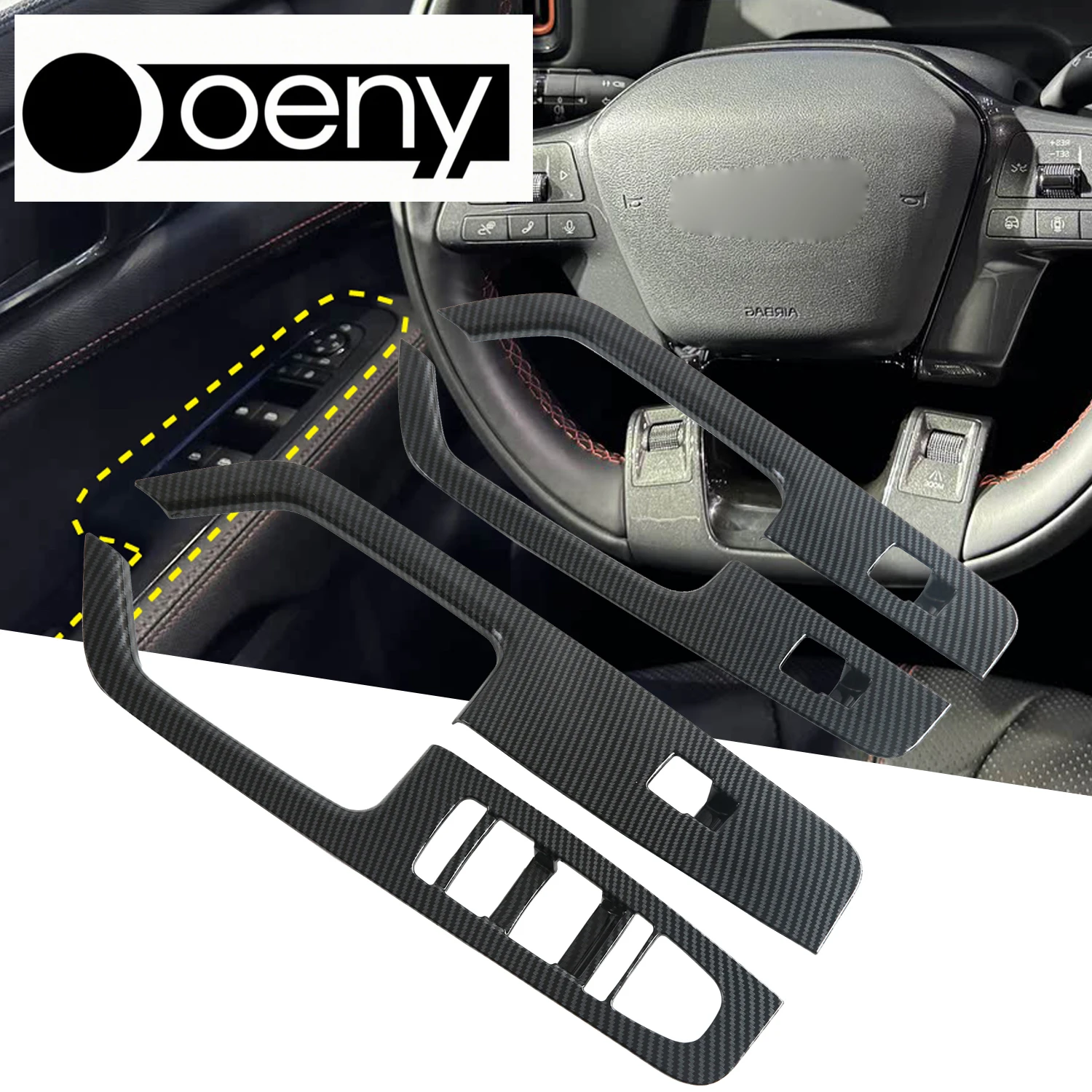 Fit For LHD RHD BYD Shark 6 2024-2025 Car Exterior Door Window Switch Cover Set Decor Overlay ABS Carbon Fiber Accessories 4PCS