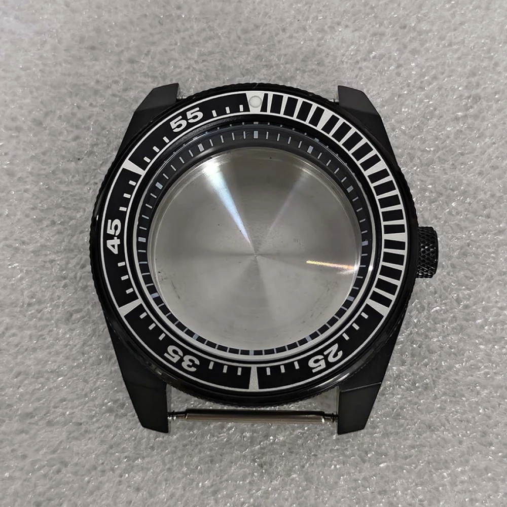 For NH35/NH36/4R36/7S Movements 43mm Black Stripe Inner Shadow Steel Case with Aluminium Bezel Sapphire Crystal Watch Accessory