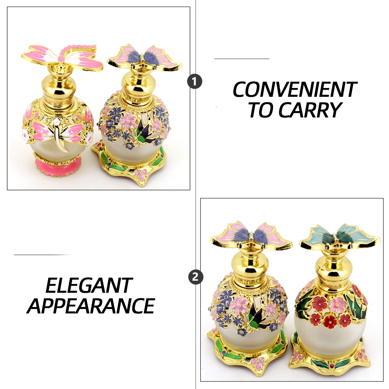 

Mini 15ml Bottle Perfume Dropper Bottle Purple Butterfly Cap Glass Essential Oil Dropper Travel Gift Refillable Storage