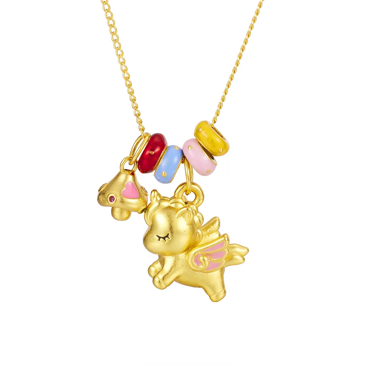 

GXGlint 925 Silver Colorful Cartoon Donut Necklace Flying Horse Pendant S925 Silver Dopamine Necklace Luxury Fine Jewelry