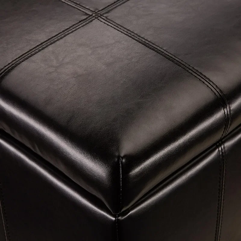 Fhw-armazenamento retangular Otomano, marrom e marrom cor