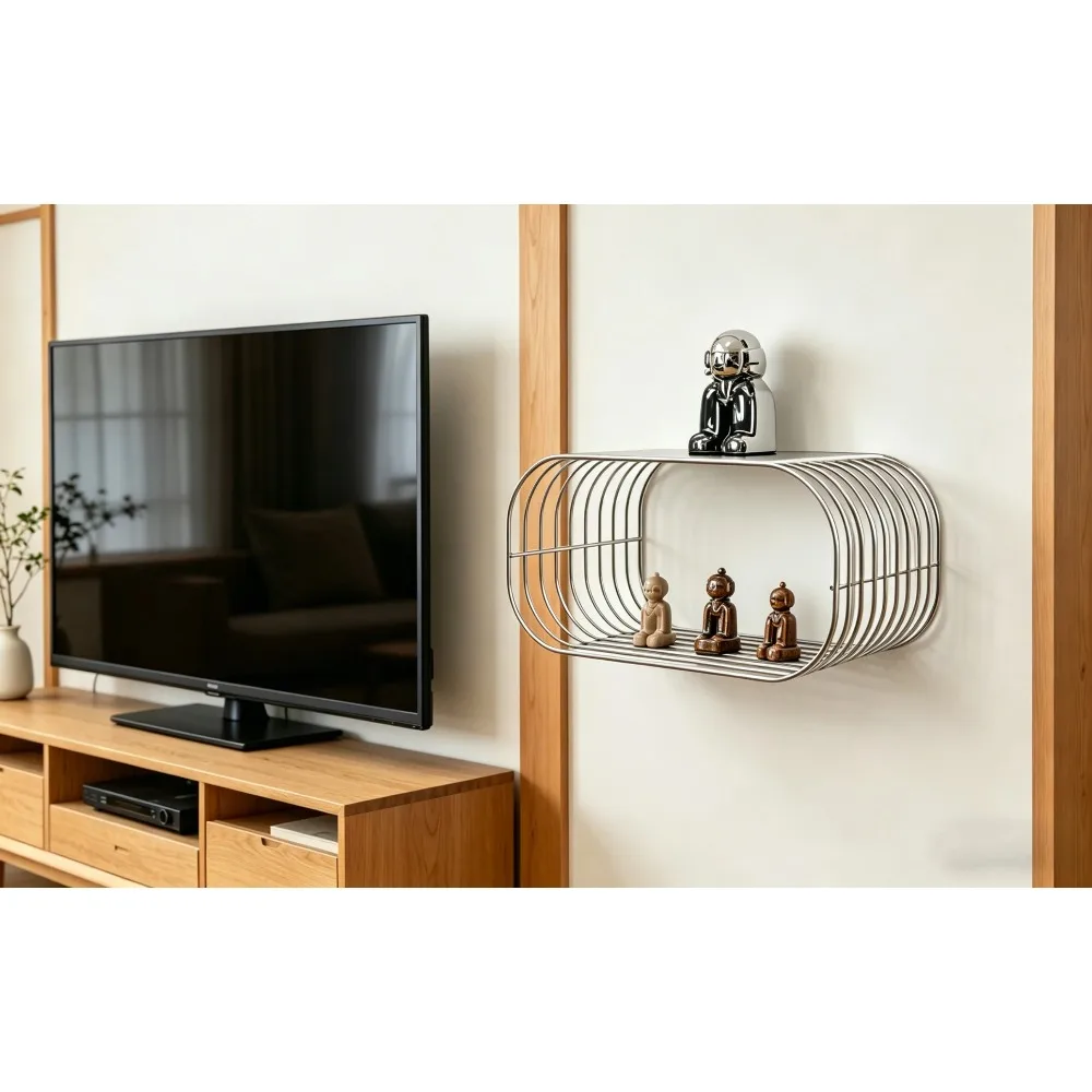 

Настенная полка Nordic Silver Oval, минималистичная полка для хранения для спальни, ванной комнаты, гостиной, декоративная полка для дома