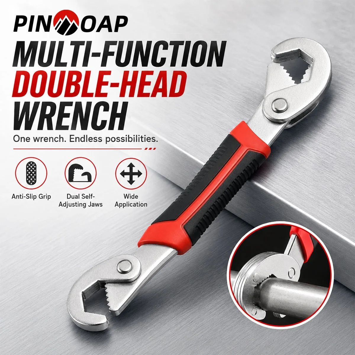 PINMOAP 1PC Multi Purpose Double End Spanner Universal Wrench Tool For Auto Bicycle Motorcycle Home Diy Maintenance Accessories