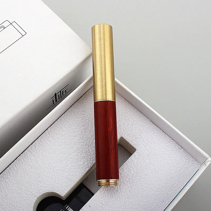 Luxury Quality Portable Pocket Exquisitely Designed Vintage Mini Brass Solid Wood Pen Office School Supplies Stationery Gifts