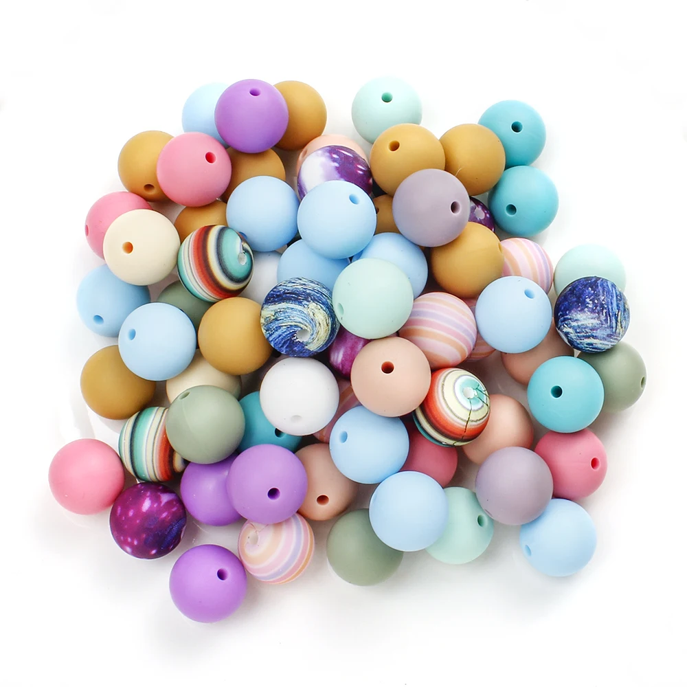 مجموعة الخرز الكونية من السيليكون ، سماء مرصعة بالنجم ، فاصل إبداعي ، مشغولات يدوية ذاتية الصنع ، صناعة المجوهرات ، 40 في المجموعة