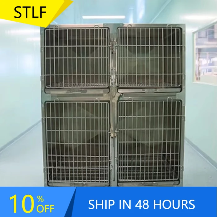 

STLFDouble Dog Cage Dog House Stainless Steel Pet Cages & Houses Cages Dog Kennel Boarding Cage Shop Cage