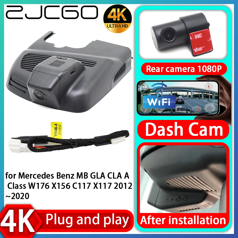 ZJCGO UHD 4K 2160P Plug and Play DVR Dash Cam Video Recorder for Mercedes Benz MB GLA CLA A Class W176 X156 C117 X117 2012~2020