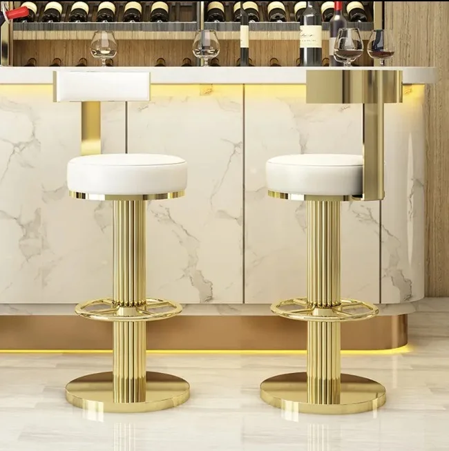 Bar chair Light luxury stainless steel high stool Bar stool Modern Nordic simple bar bar Front desk