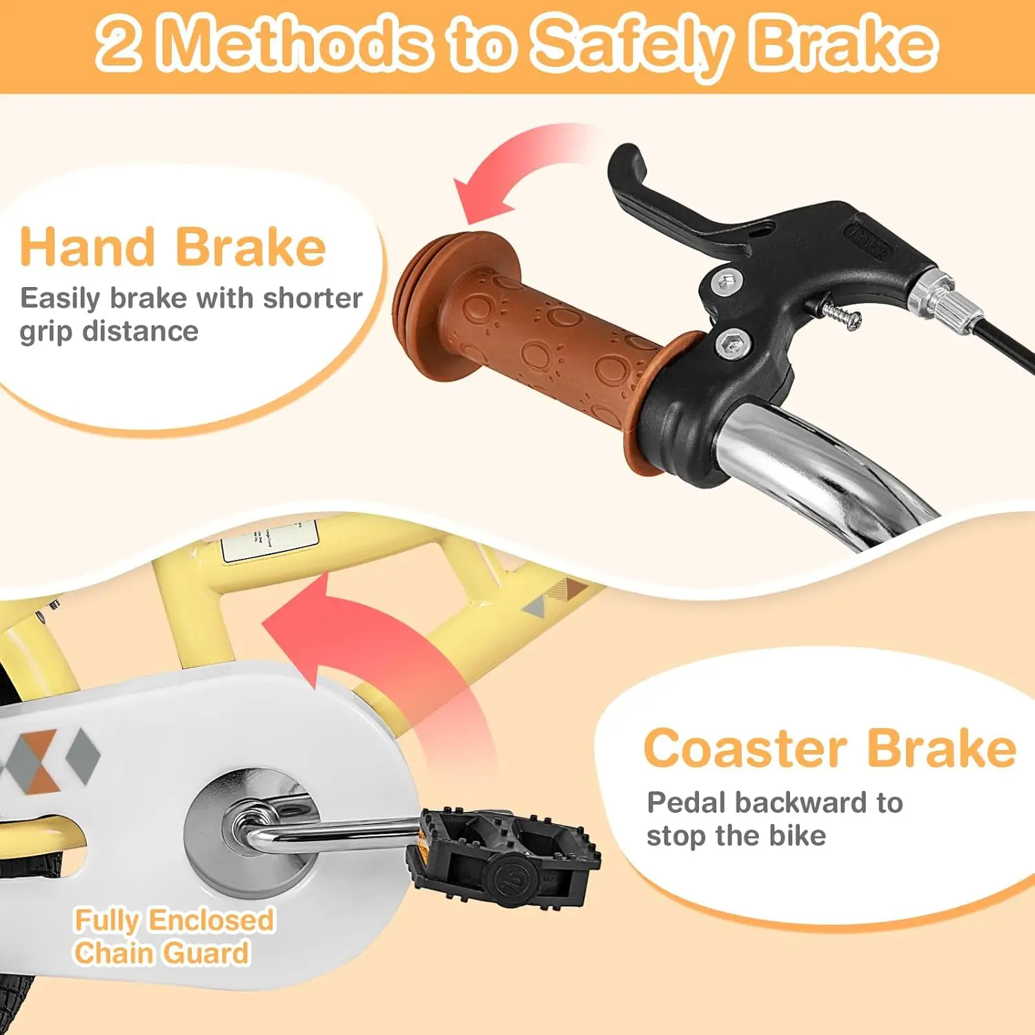 Rower dziecięcy, 12 14 16 18 cali, retro rowery dla maluchów z kołami pomocniczymi, hamulec ręczny i hamulec rowerowy, stalowa rama, w pełni zakryty łańcuch.