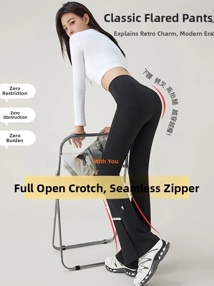 

Ceperphu Spring Summer Thin Yoga Pants High Waist Hidden Zipper Outdoor Wearable Ladies Bot Nylon Spandex Casual Trousers