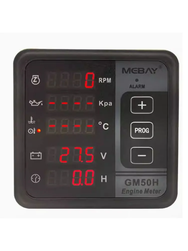 Mebay GM50H Digital Multi-functional Engine Meter, Diesel Engine Monitor Genset Replacement Spare Part