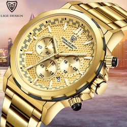 2023 LIGE New Men Watch Top Brand Luxury All Steel Waterproof Men Quartz Wristwatches Fashion Sport Chronograph Montre Homme+BOX