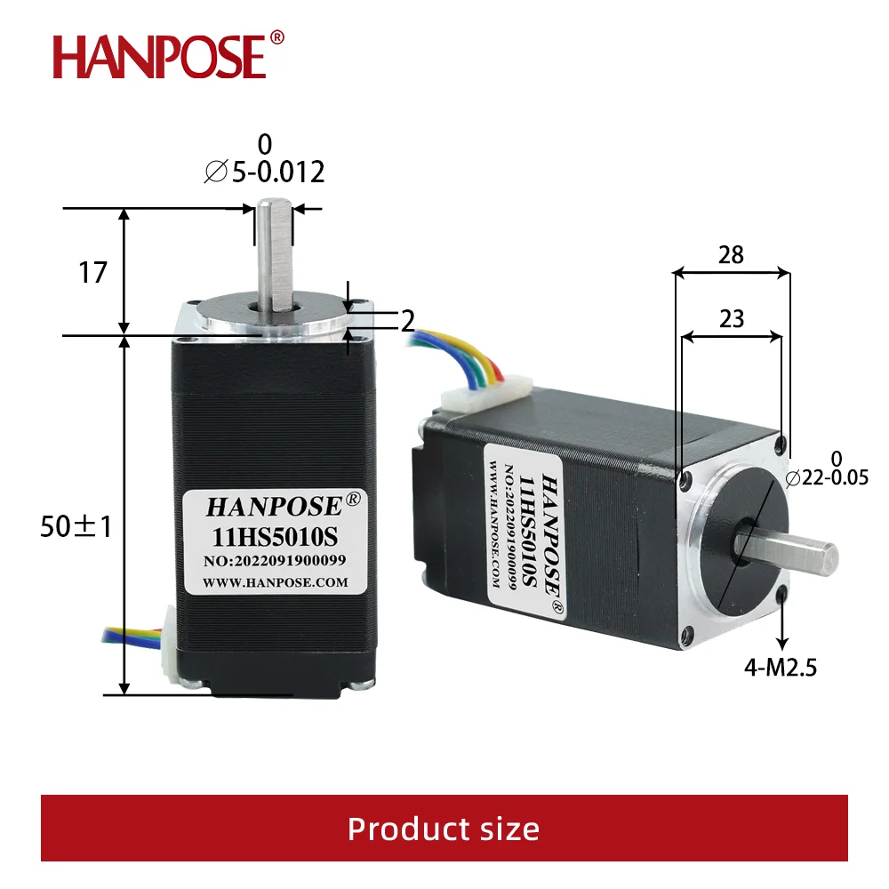 Hanpose 1 шт. NEMA11 шаговый двигатель 0,17 Нм 50 мм 11HS5010 1,8 градуса 50 мм шаговый двигатель постоянного тока для различных инструментов 28 шаговый двигатель