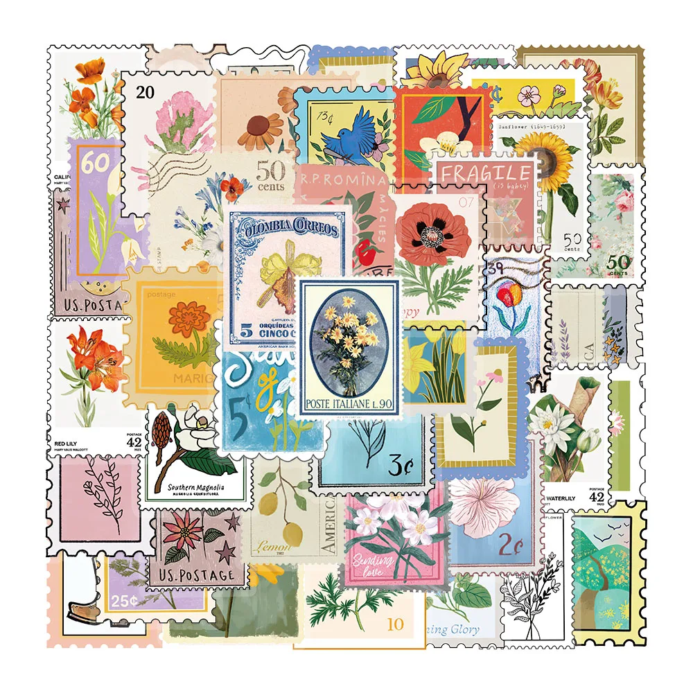 

50 шт., креативные цветочные марки, ПЭТ, водонепроницаемые прозрачные наклейки, декоративные наклейки на рабочий стол с цветком подсолнечника