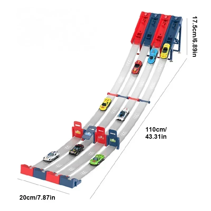 110 CENTIMETRI Kid Track Car Racing Set con Mini Auto Giocattolo FAI DA TE Assemblato Pista Kit Catapulta Rail Car Strategia Gioco Interattivo Ragazzo Regalo