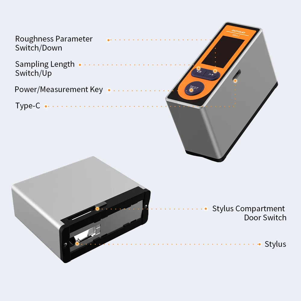 SRG-1 Roughness TesterPortable Data Storage Surface Handheld Profilometer Ra Rz Rq Rt High Accuracy Meter Measuring Tool