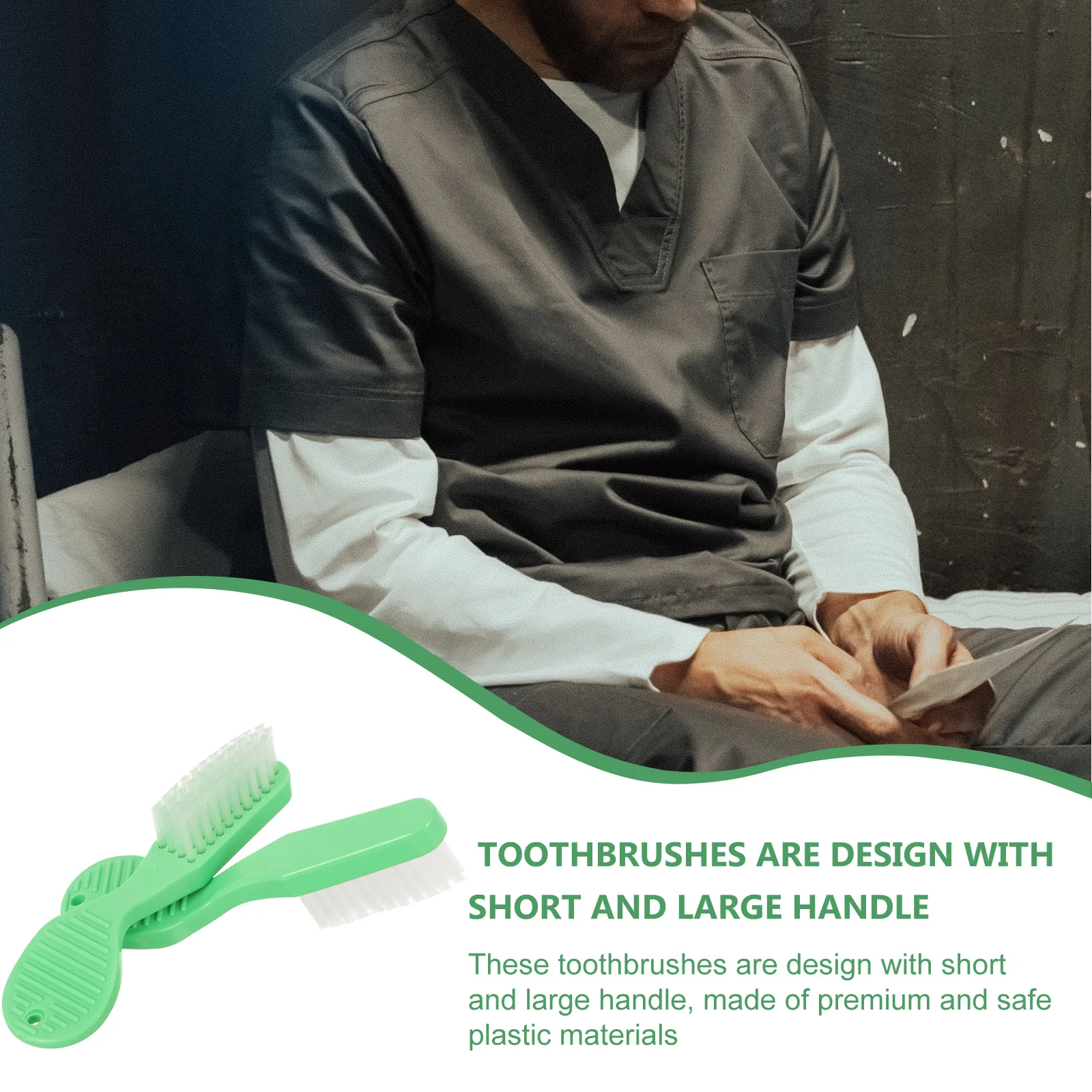 

10pcs Large Head Toothbrush Jail Wide Clean Tools Handled Short Prison Bulk Mini Oral Hygiene Clean Tools