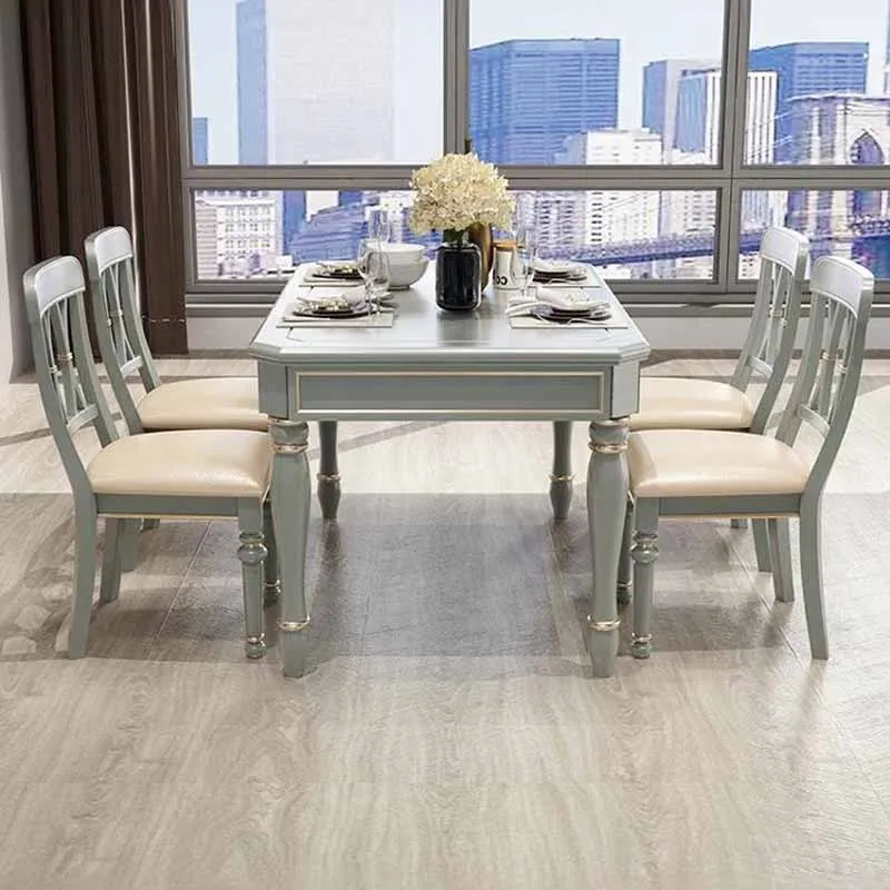 

Wood Light Luxury Dining Table Rectangular Unique 4 Chairs Modern Tables Living Room Space Saving Mesas De Jantar Home Furniture