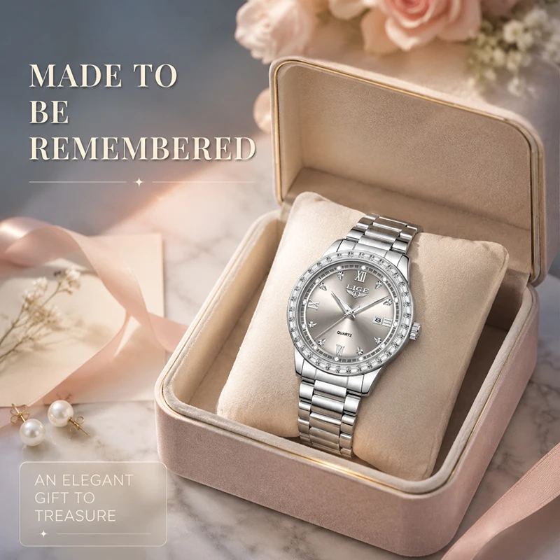 LIGE Elegant Classic Woman Watch Original Fashion Luxury Date Ladies Steel Strap Clock Simple Waterproof Quartz Women Wristwatch